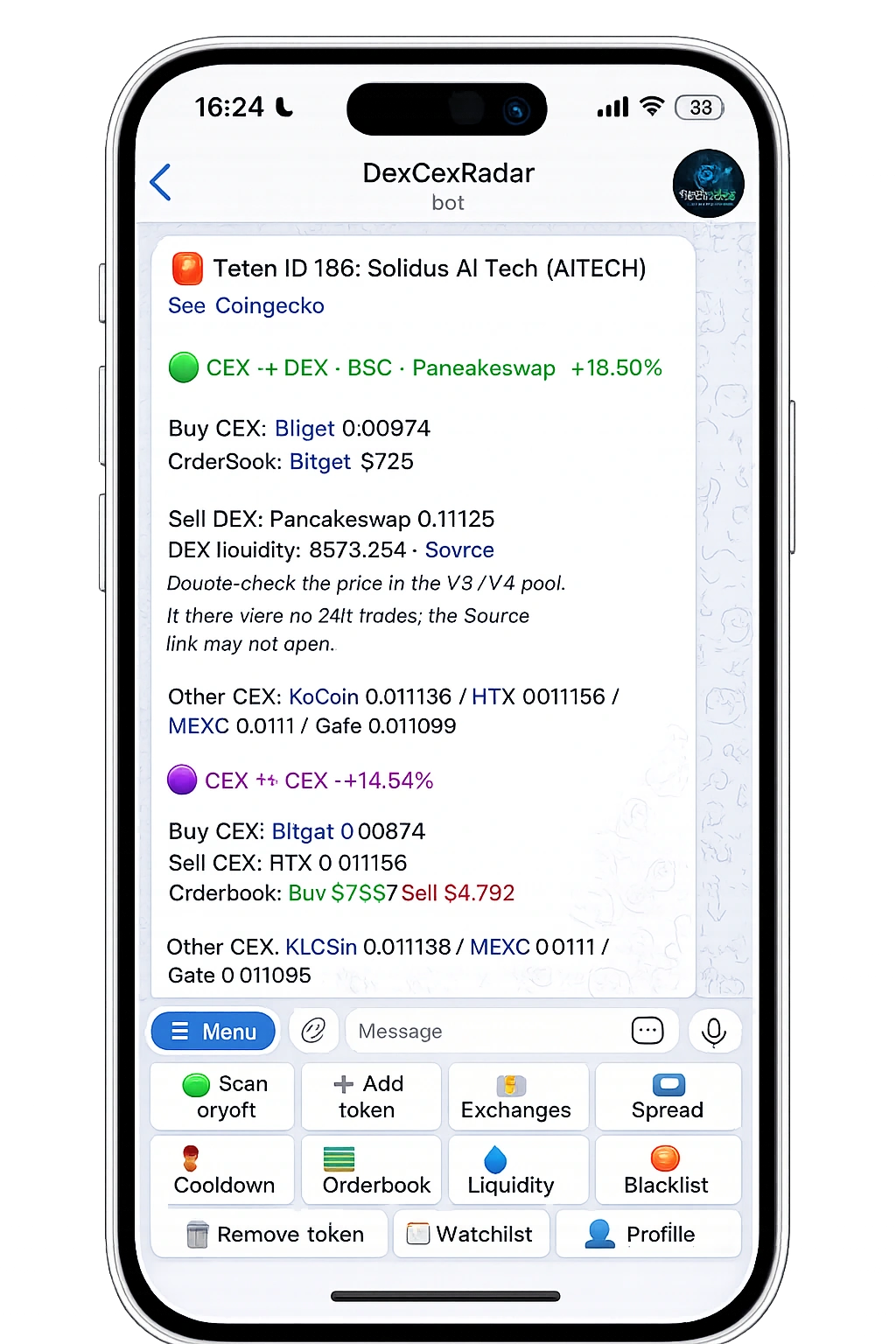 DexCexRadar Telegram signal