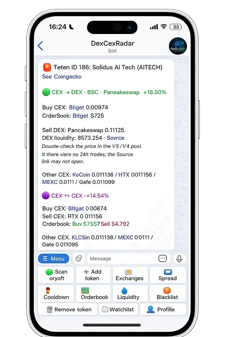 DexCexRadar Telegram signal